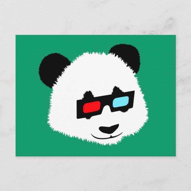 Postal Panda Bear con gafas 3D (Anverso)