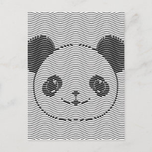 Postal Panda Bear Face On Wave Pattern