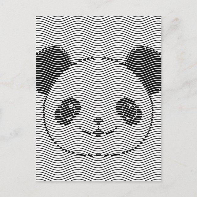 Postal Panda Bear Face On Wave Pattern (Anverso)