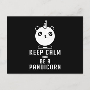Postal Panda Bear Pandicorn Mantiene la calma Funny Idea 