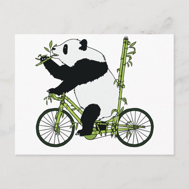 Postal Panda Bear Riding Bamboo Bike (Anverso)