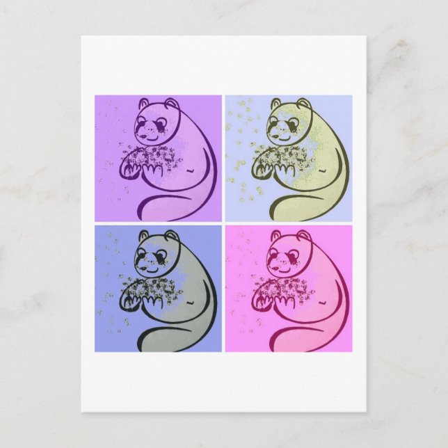 Postal Panda Bears Pop Art (Anverso)