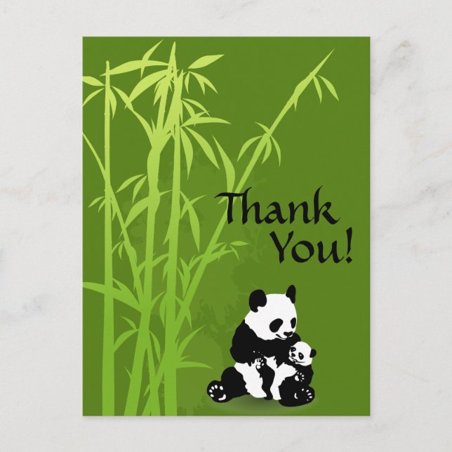 Postal Panda Bears y Bamboo Gracias Postcard (Anverso)