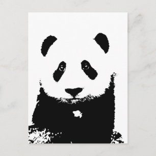 Postal Panda blanco y negro