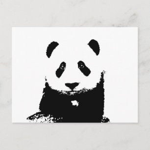 Postal Panda blanco y negro