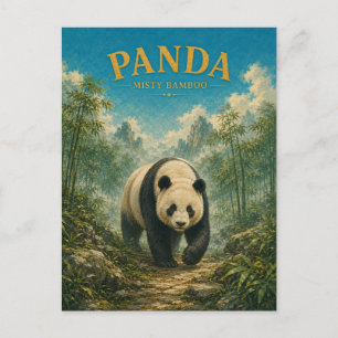 Postal Panda Brumoso Bamboo Acuarela GeoSaga