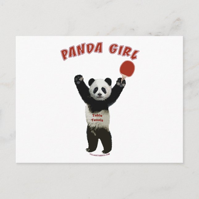 Postal Panda Chica Ping Pong (Anverso)