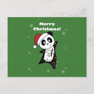 Postal Panda Christmas Snow Winter Animals Pandas Postcar
