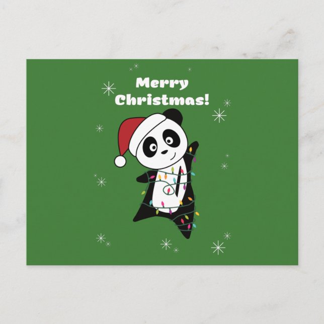 Postal Panda Christmas Snow Winter Animals Pandas Postcar (Anverso)