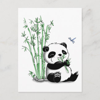 Postal Panda Comiendo Bamboo