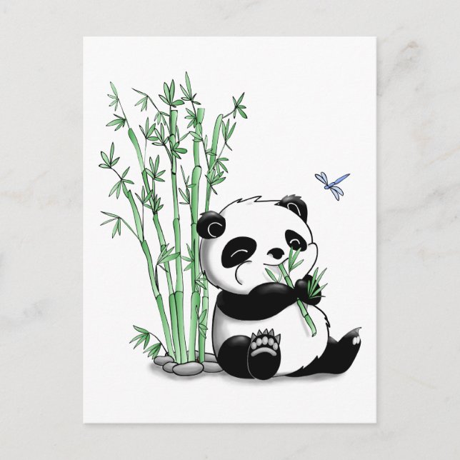 Postal Panda Comiendo Bamboo (Anverso)