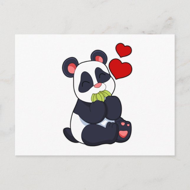 Postal Panda comiendo hojas (Anverso)