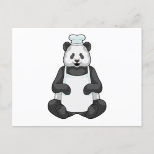 Postal Panda como chef con sombrero de cocina