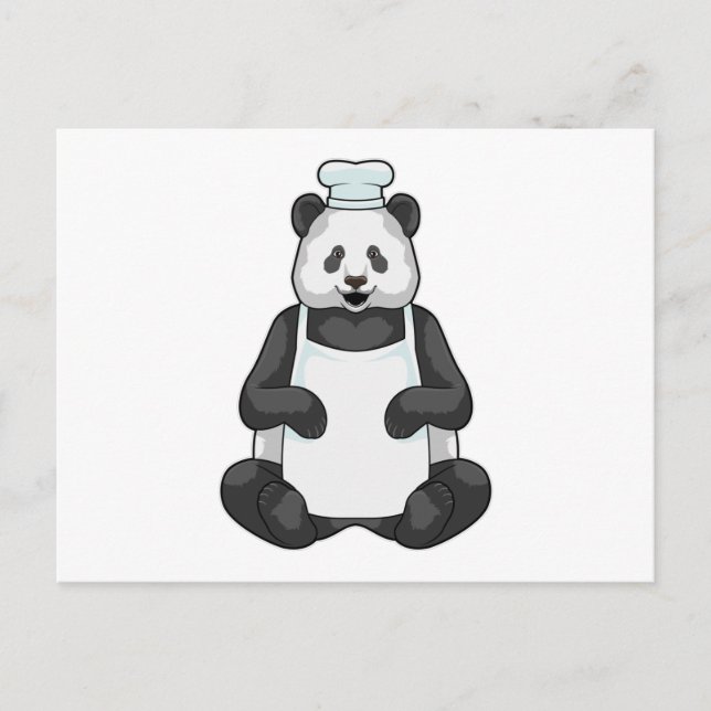 Postal Panda como chef con sombrero de cocina (Anverso)