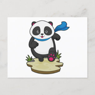 Postal Panda como corredor con bufanda