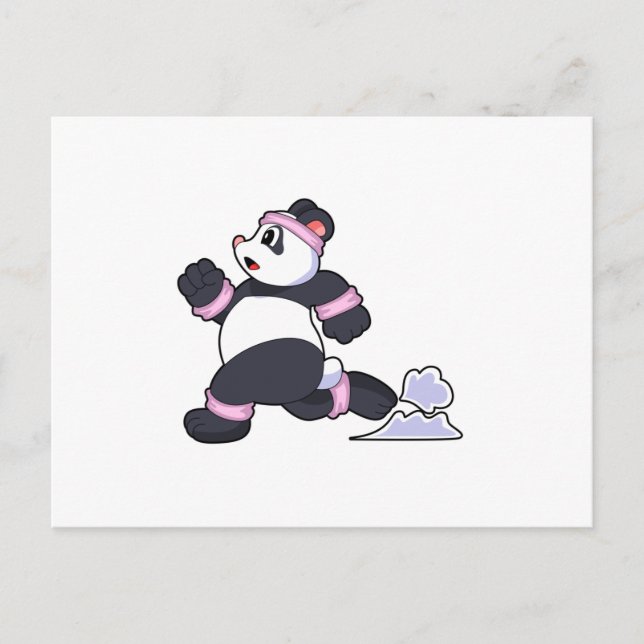 Postal Panda como corredor en carrera (Anverso)