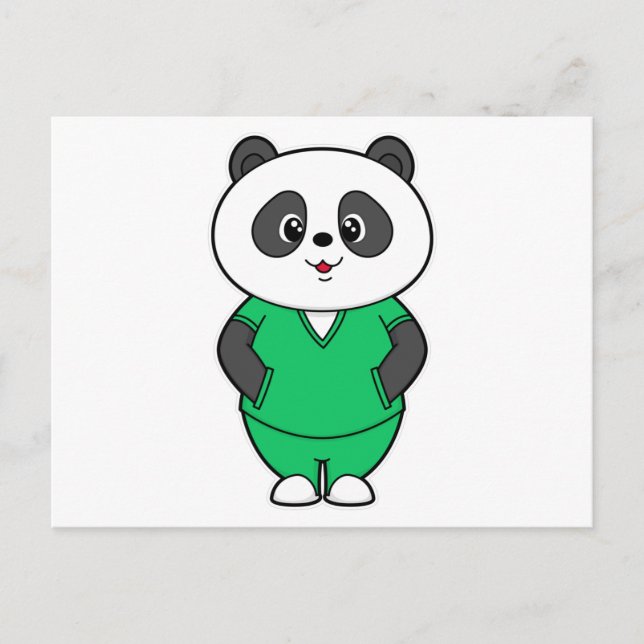 Postal Panda como enfermera con bata (Anverso)