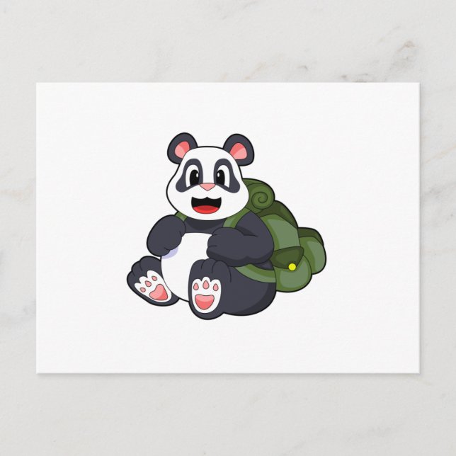 Postal Panda como excursionista con mochila (Anverso)