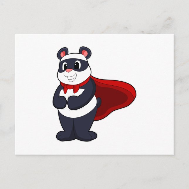 Postal Panda como héroe con máscara y capa (Anverso)