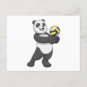 Postal Panda como jugador de voleibol con voleibol