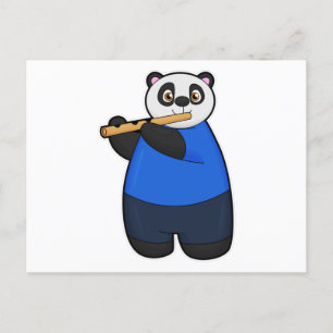 Postal Panda como músico con flauta