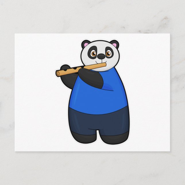 Postal Panda como músico con flauta (Anverso)