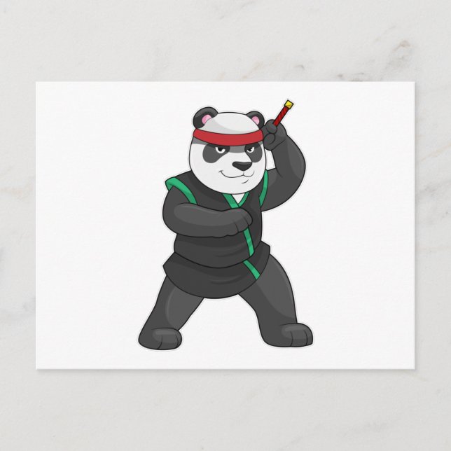 Postal Panda como Ninja con disfraz (Anverso)
