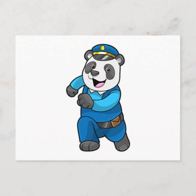 Postal Panda como oficial de policía con sombrero de poli (Anverso)