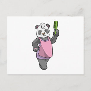 Postal Panda como peluquero con peine