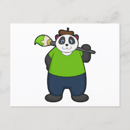 Postal Panda como pintor con pincel