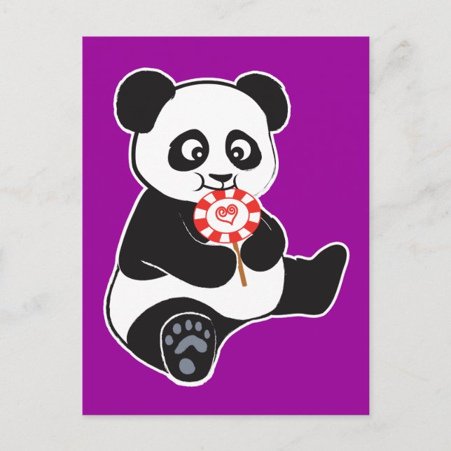 Postal Panda con chupete (Anverso)