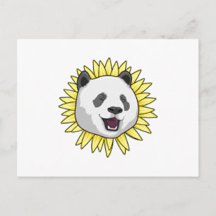 Postal Panda con girasol