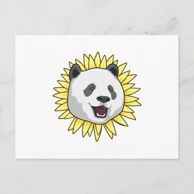 Postal Panda con girasol (Anverso)