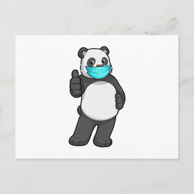 Postal Panda con máscara (Anverso)