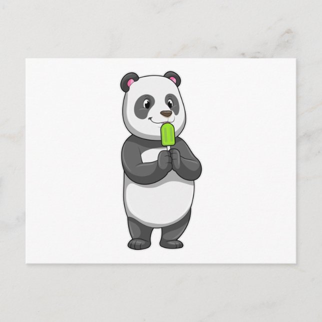 Postal Panda con paleta de helado (Anverso)