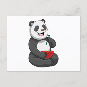 Postal Panda con tazón de ramen