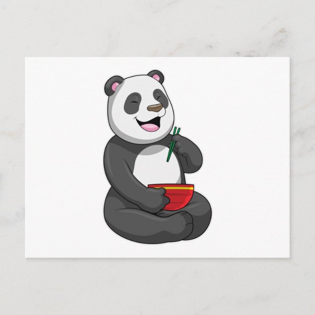 Postal Panda con tazón de ramen (Anverso)