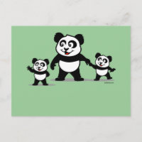Panda Cute Con Dos Bebés