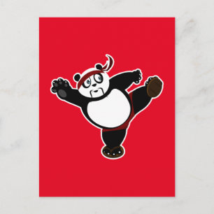 Postal Panda de artes marciales - Rojo