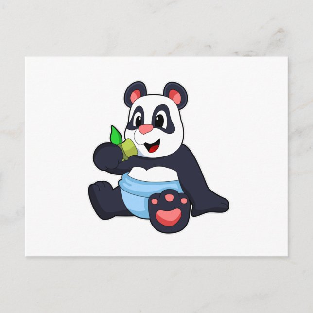 Postal Panda de bebé con bambú (Anverso)