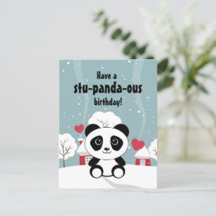 Postal Panda De Bebé Cuto En Gris De Nieve De Invierno
