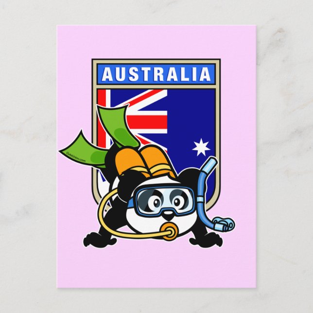 Postal Panda de buceo Scuba de Australia (Anverso)