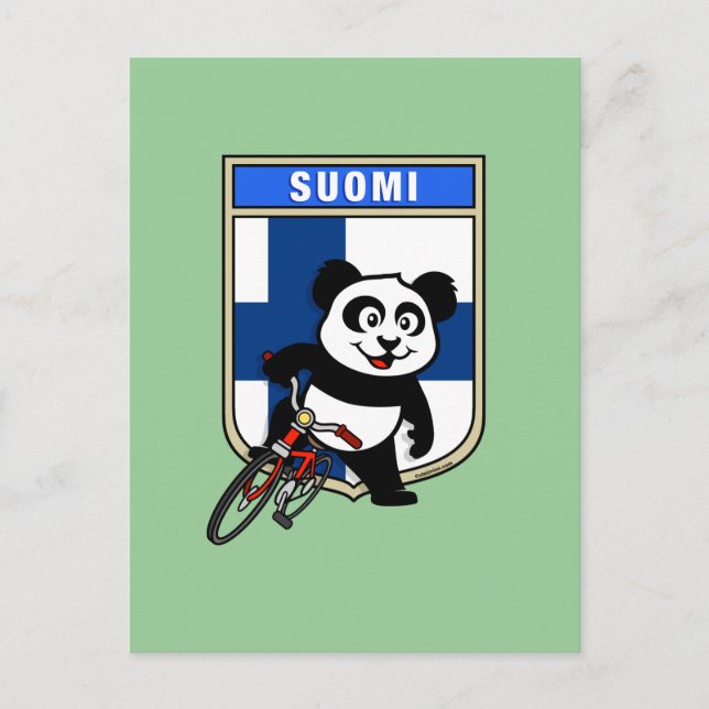 Postal Panda de ciclismo de Finlandia (Anverso)
