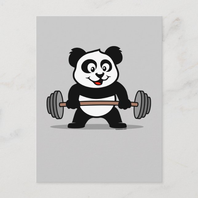 Postal Panda de elevación de pesas (Anverso)
