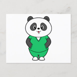 Postal Panda de enfermera con bata