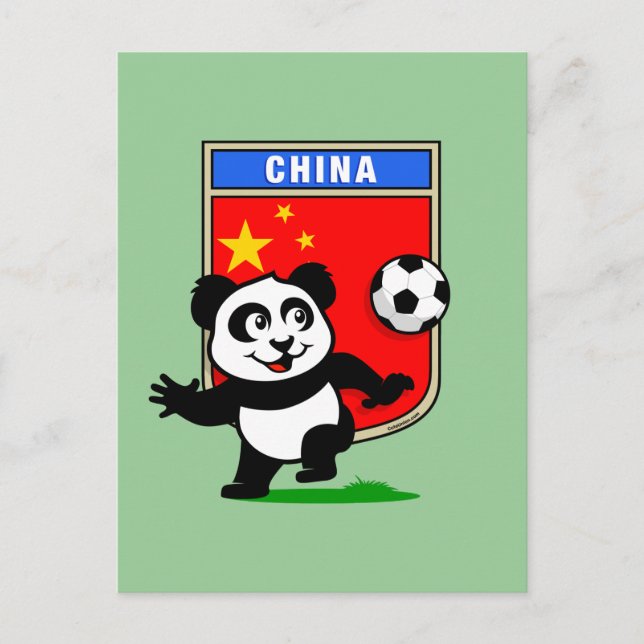 Postal Panda de fútbol de China (Anverso)