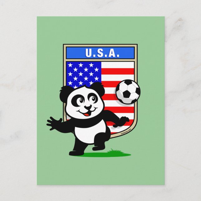 Postal Panda de fútbol de Estados Unidos (Anverso)