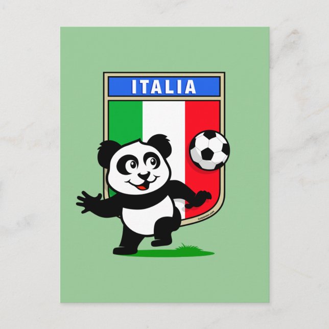 Postal Panda de fútbol de Italia (Anverso)