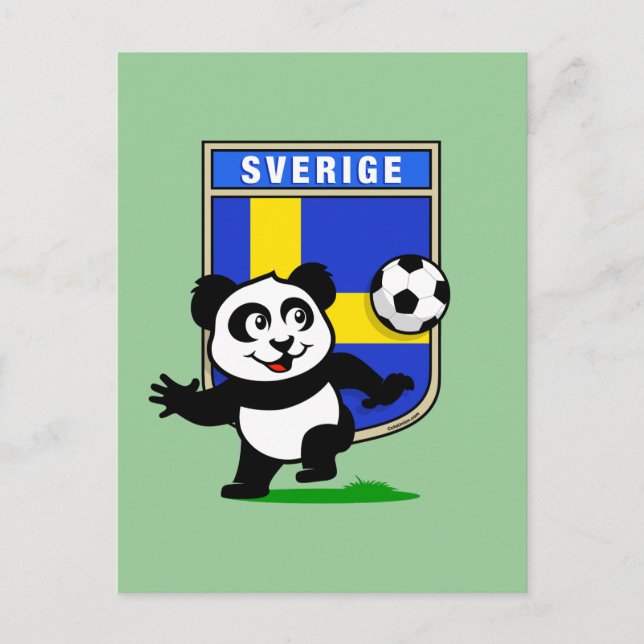 Postal Panda de fútbol de Suecia (Anverso)