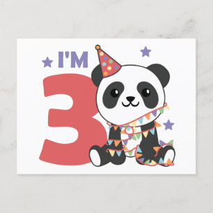 Postal Panda De Tercer Cumpleaños Para Niños 3 Años Posta